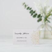 Vellum and Lace Elegante Business Card Visitenkarte (Stehend Vorderseite)