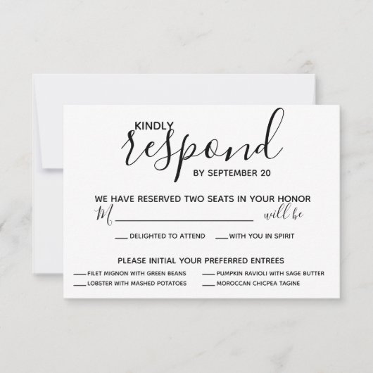 Vellum Black Rustic Script Foto Wedding RSVP Karte (Vorderseite)