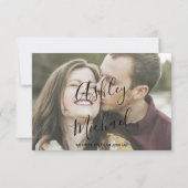 Vellum Black Rustic Script Foto Wedding RSVP Karte (Rückseite)