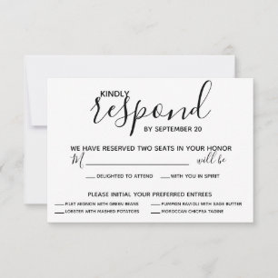 Vellum Black Rustic Script Foto Wedding RSVP Karte