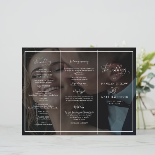 Vellum Black & White Foto Hochzeit (Stehend Vorderseite)