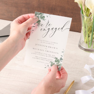 Vellum Budget Boho Eukalyptus Signature Verlobt Pergament Einladungen