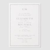 Vellum Elegant Black Classic Monogram Wedding Pergament Einladungen (Vorderseite)