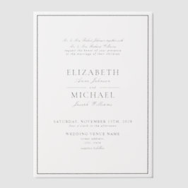 Vellum Elegant Black Classic Script Wedding Pergament Einladungen