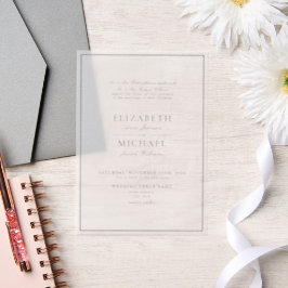 Vellum Elegant Black Classic Script Wedding Pergament Einladungen