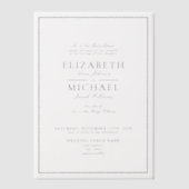 Vellum Elegant Black Classic Script Wedding Pergament Einladungen (Vorderseite)