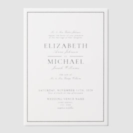 Vellum Elegant Black Classic Script Wedding Pergament Einladungen