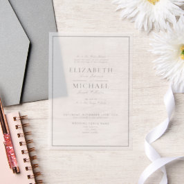 Vellum Elegant Black Classic Script Wedding Pergament Einladungen