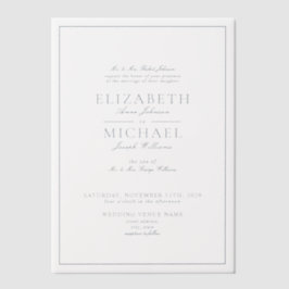 Vellum Elegant Dusty Blue Classic Script Wedding Pergament Einladungen