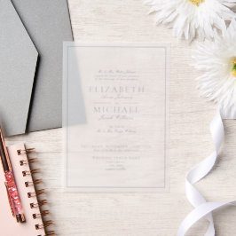 Vellum Elegant Dusty Blue Classic Script Wedding Pergament Einladungen