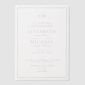 Vellum Elegant Dusty Blue Script Monogram Wedding Pergament Einladungen (Vorderseite)