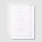 Vellum Elegant Dusty Blue Script Monogram Wedding Pergament Einladungen (Versetzt)