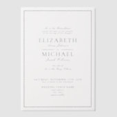 Vellum Elegant Navy Blue Classic Script Wedding Pergament Einladungen (Vorderseite)