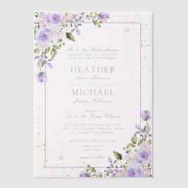 Vellum Elegante Lilac Lavender Gold Floral Wedding Pergament Einladungen