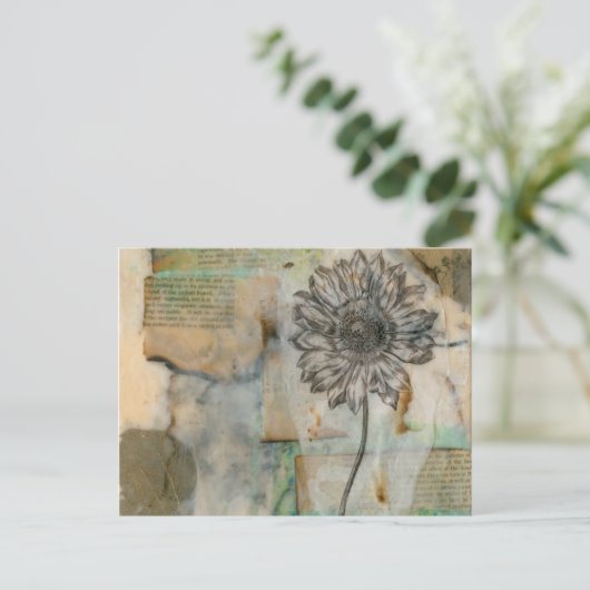 Vellum floral I Postkarte (Stehend Vorderseite)