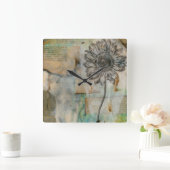 Vellum floral I Quadratische Wanduhr (Zuhause)