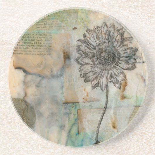 Vellum floral I Sandstein Untersetzer (Vorne)