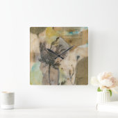 Vellum floral II Quadratische Wanduhr (Zuhause)