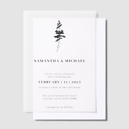 Vellum Forest Pine Tree Indie Rustikal Pergament Einladungen (Versetzt)