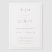 Vellum Formal Dusty Blue Monogram Script Wedding Pergament Einladungen (Vorderseite)