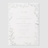 Vellum Leaf Sage Green Elegant Monogram Wedding Pergament Einladungen (Vorderseite)