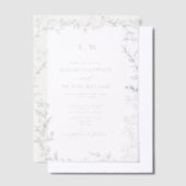 Vellum Leaf Sage Green Elegant Monogram Wedding Pergament Einladungen (Versetzt)