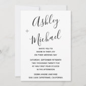 Vellum Look Black Handschrift Foto Hochzeit Einladung (Vorderseite)