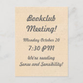 Vellum Look Bookclub-Erinnerung Postkarte (Vorderseite)