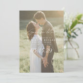 Vellum Look Handschrift Typografie 4 Foto Save The Date (Stehend Vorderseite)