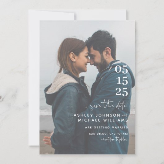 Vellum Look Handschrift Typografie Foto Save The Date (Vorderseite)