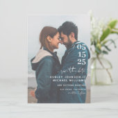 Vellum Look Handschrift Typografie Foto Save The Date (Stehend Vorderseite)