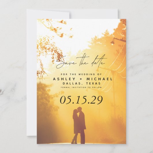 Vellum Look Handschrift Typografie Foto Save The Date (Vorderseite)