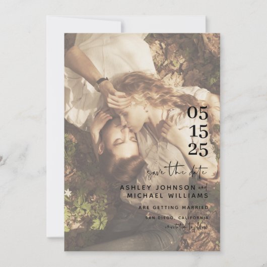 Vellum Look Handschrift Typografie Foto Save The Date (Vorderseite)