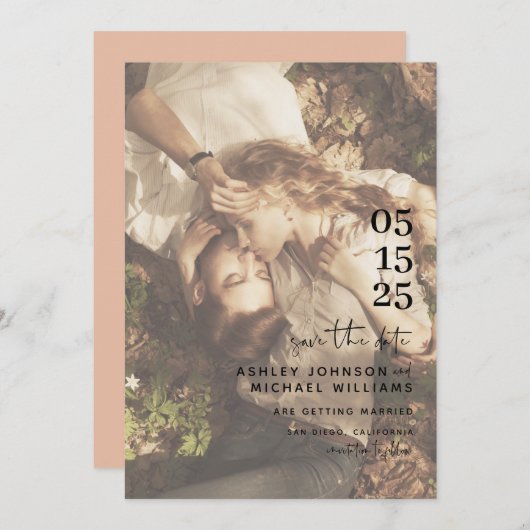 Vellum Look Handschrift Typografie Foto Save The Date (Vorne/Hinten)