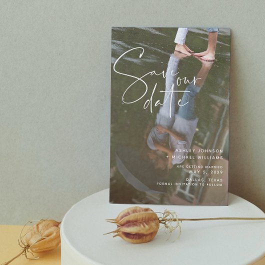 Vellum Look Handschrift Typografie Foto Save The Date