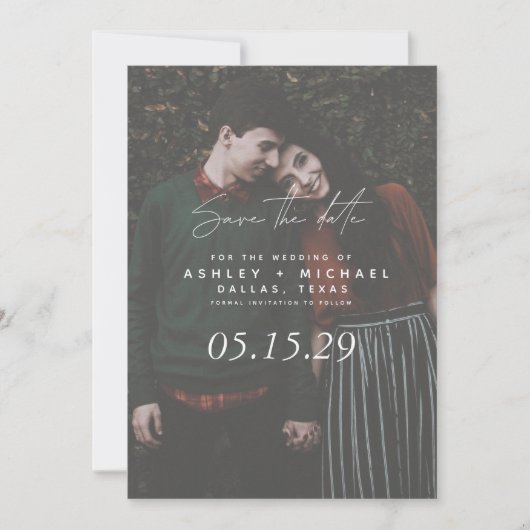Vellum Look Handschrift Typografie Foto Save The Date (Vorderseite)