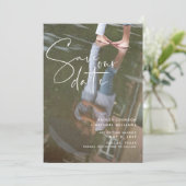 Vellum Look Handschrift Typografie Foto Save The Date (Stehend Vorderseite)