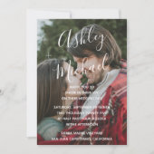 Vellum Look White Handschrift Foto Hochzeit Einladung (Vorderseite)