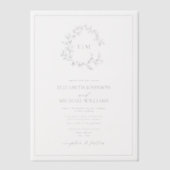 Vellum Modern Navy Blue Wappen Monogram Wedding Pergament Einladungen (Vorderseite)