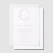 Vellum Modern Navy Blue Wappen Monogram Wedding Pergament Einladungen (Versetzt)