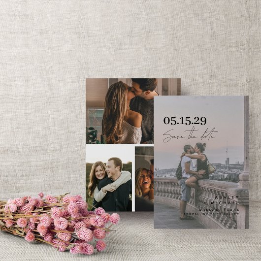 Vellum Overlay Simple Modern Typografy 4 Foto Save The Date