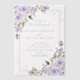 Vellum Rustic Lilac Lavender Gold Floral Wedding Pergament Einladungen