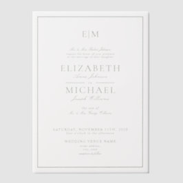 Vellum Sage Green Classic Script Monogram Wedding Pergament Einladungen