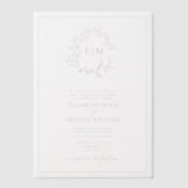 Vellum Sage Green Leafy Wappen Monogram Wedding Pergament Einladungen (Vorderseite)