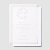 Vellum Sage Green Leafy Wappen Monogram Wedding Pergament Einladungen (Versetzt)