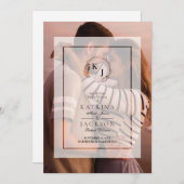 Vellum white Transparent Initials Wedding Foto Einladung (Vorne/Hinten)