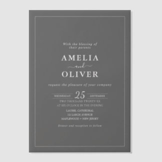 Vellum Zeitlos Elegant Schwarz-Weiß-Hochzeit  Pergament Einladungen