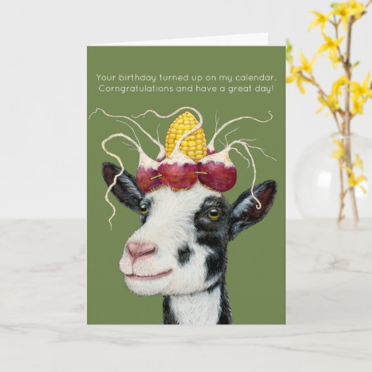 Velma die Geburtskarte der Ziege Karte (Gelbe Blume)