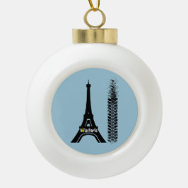 Velo Paris Bike Eiffel Tower Keramik Kugel-Ornament