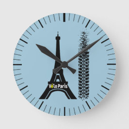 Velo Paris Bike Eiffel Tower Runde Wanduhr